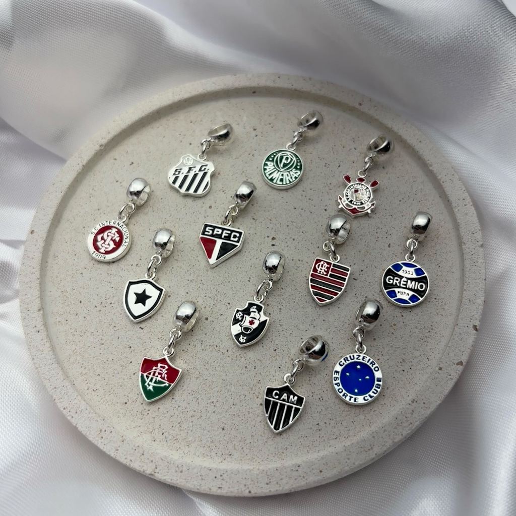 Berloques Times de Futebol Banhado a Prata 925