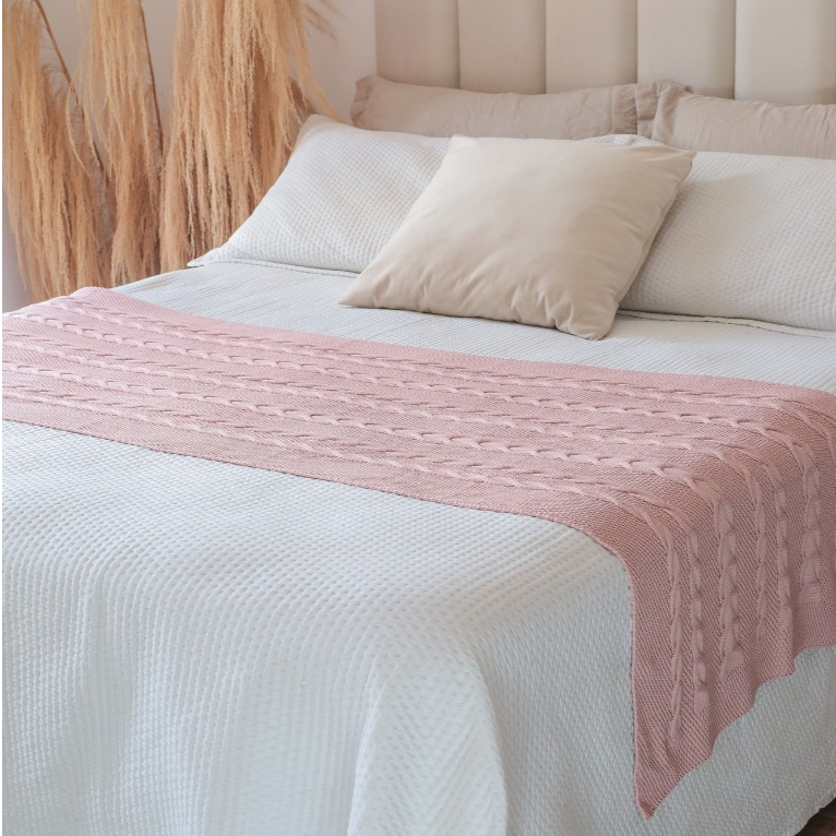 Manta Peseira Tricot Premium Decorativa Cama Sofá 1,80x0,60 Leve Aconchegante em Oferta na Shopee