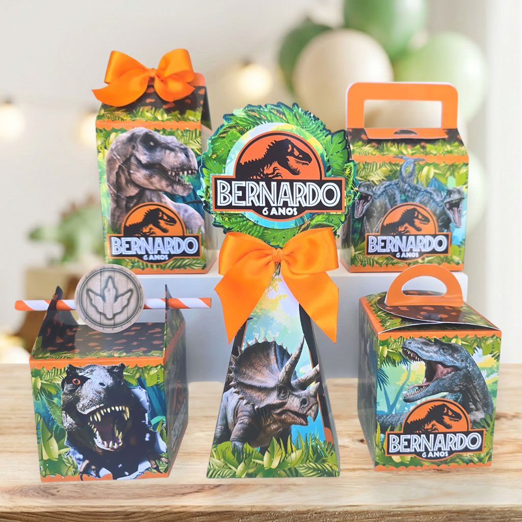 PEGUE E MONTE - Kit caixas Dinossauro Tiranossauro Jurassic - Kit festa lembrancinha de aniversário em Oferta na Shopee