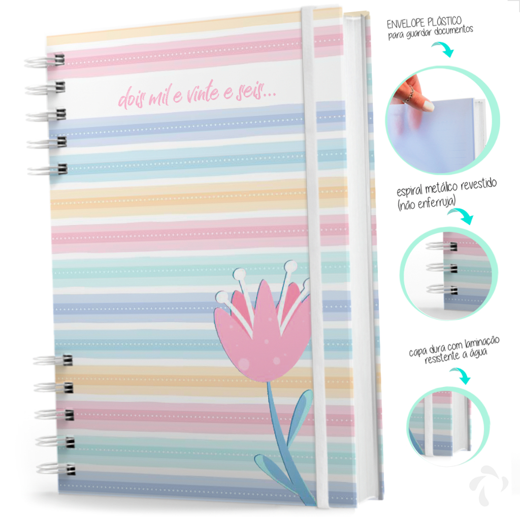 Agenda 2026 Coleção Coloris - Modelo Tulipa