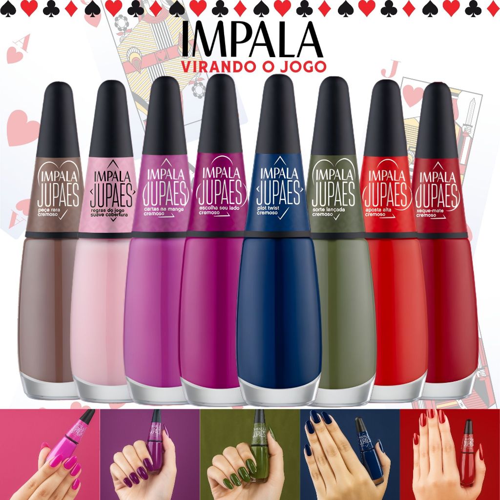 Kit Impala Nova Coleção Ju Paes Virando o Jogo Cremosos Esmalte Atacado 8 Cores