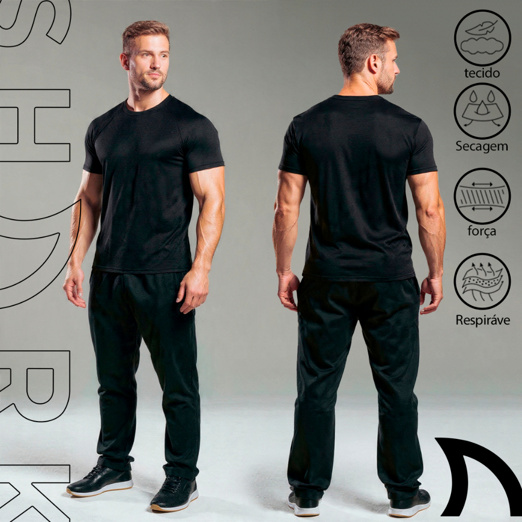 Conjunto Academia Masculino Dry Fit Camiseta E Calça Fitness Esportiva Treino Gym Maromba Atletico