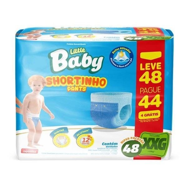 Fralda Infantil Little Baby Shortinho Hiper XXG com 48 Unidades em Oferta na Shopee