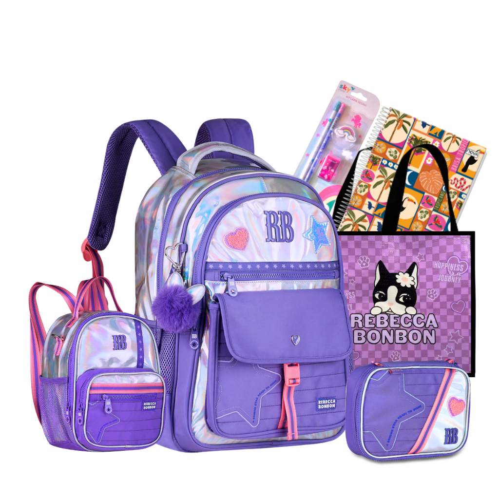 Kit Mochila de Alça Rebecca Bonbon Holográfica Original Completa 2026 Clio em Oferta na Shopee