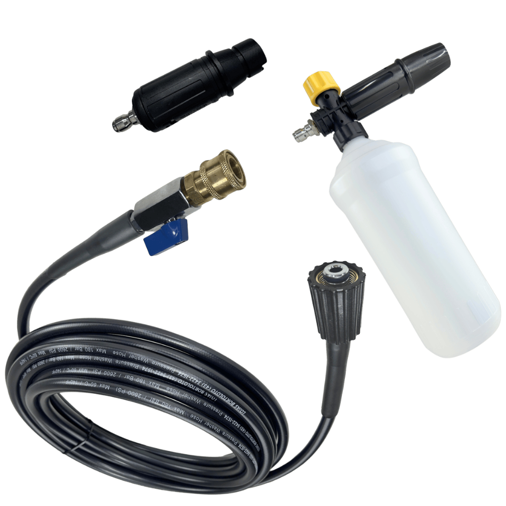 Kit Mangueira Nylon Bico Registro Engate Rápido com Snow Foam Lavadora Electrolux/Wap /Lavor/Tekna