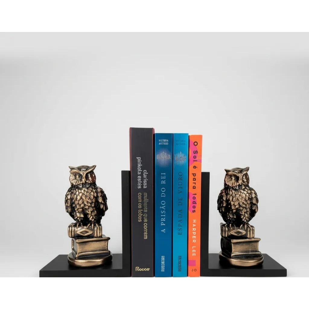 Aparador De Livros Coruja Sabedoria - Estilizada e Clássica - Porta Livros Estatueta - Símbolo da Sabedoria em Oferta na Shopee