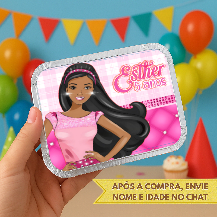 Marmita personalizada Barbie Fashion Negra • personalizados •  kit marmita • lembrancinhas de aniversário • festa infant