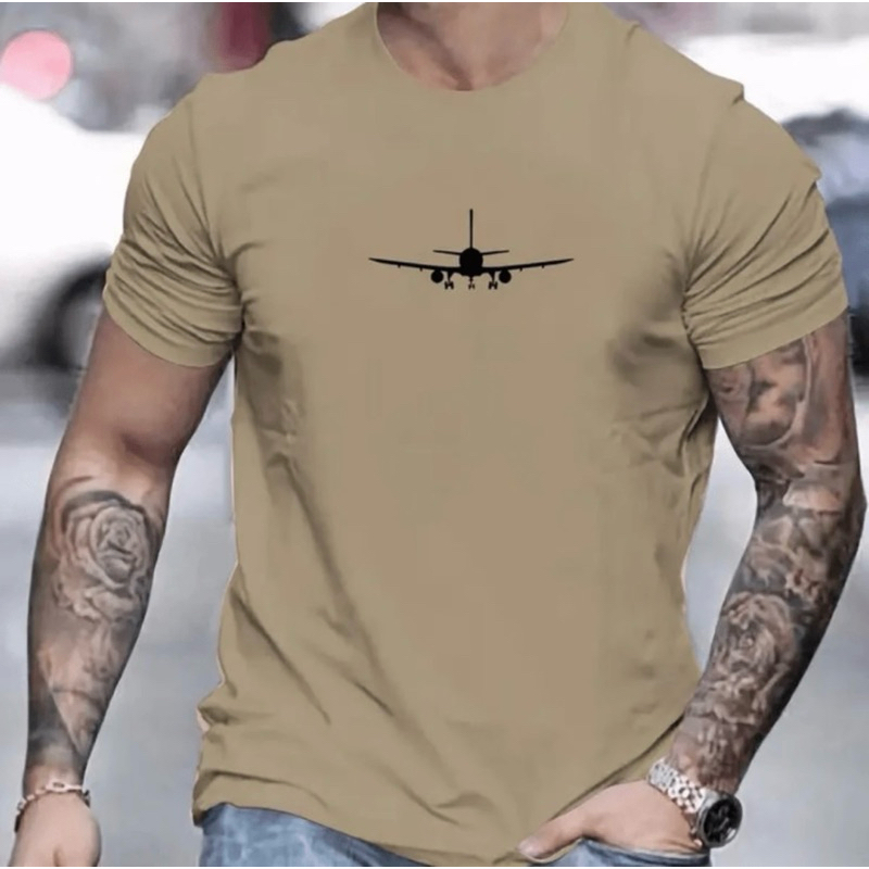 Camiseta Masculina Camisa Avião Estampada Peito Moda Verão 100% Algodão em Oferta na Shopee