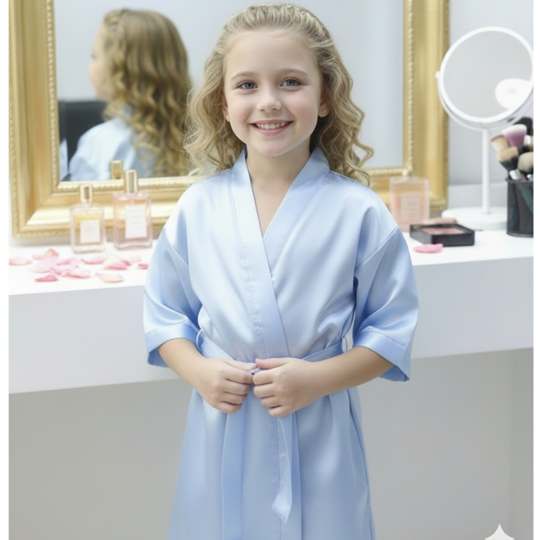 Robe Infantil Unissex de Cetim Lisos Sem Bordado - Leve e Ideal para Dormir ou Eventos Daminha Fotos
