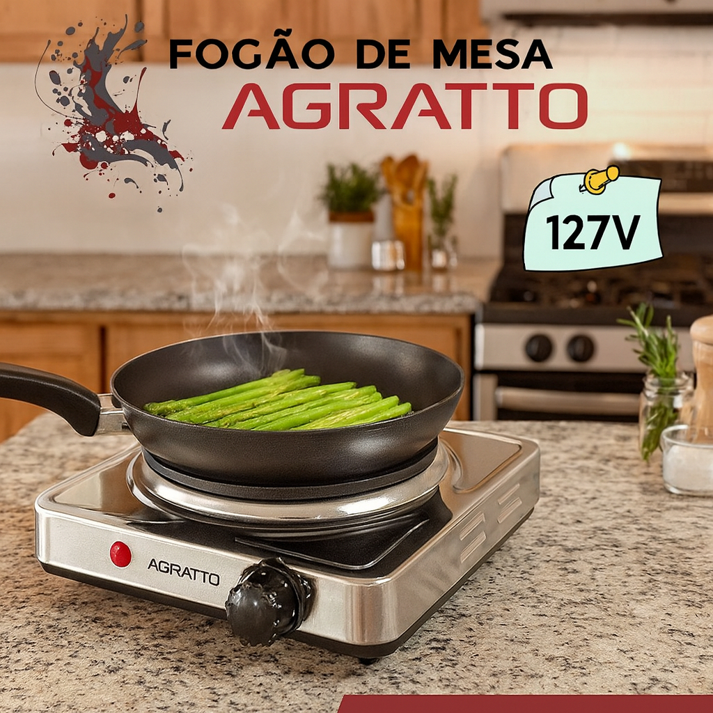 Fogão Elétrico Aço Inox 1 Boca Portátil 1500w  127v