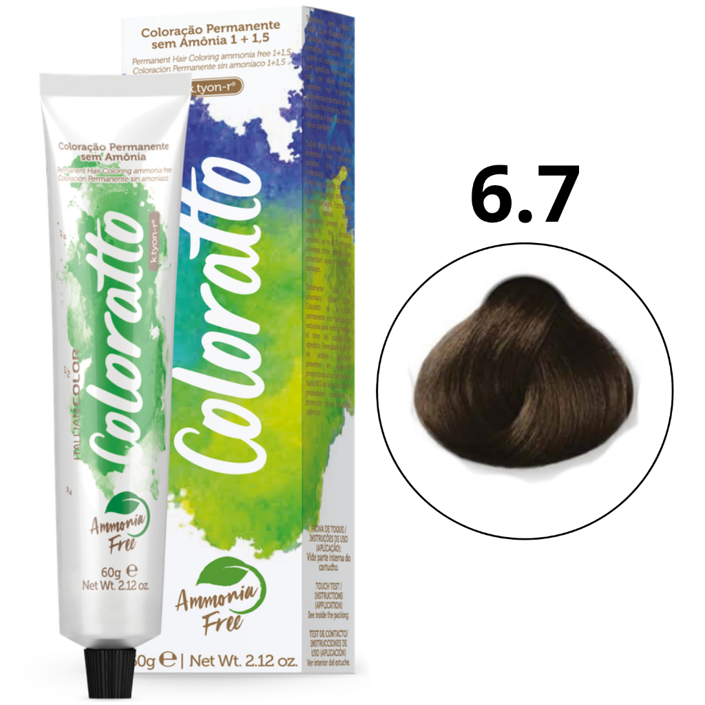 Coloração Permanente Sem Amônia Nº 6.7 Nova Coloratto 60g