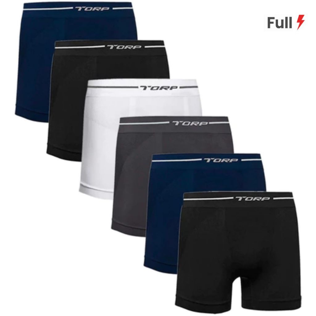 Kit 6 Cuecas Boxer Masculina Torp Básica Poliamida Confortável Sem Costura Original em Oferta na Shopee