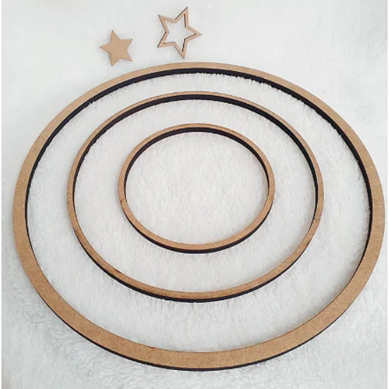 Kit 5 Aros 28cm MDF para guirlandas, lustres e mandalas em macramê