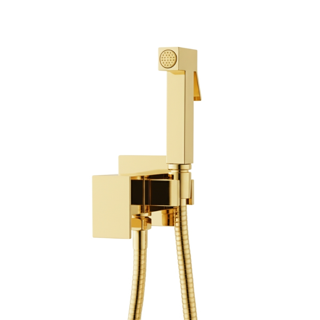 Ducha Higiênica Para Banheiro Dourado Gold Chuveirinho Quadrada Moderna 1/4 de V