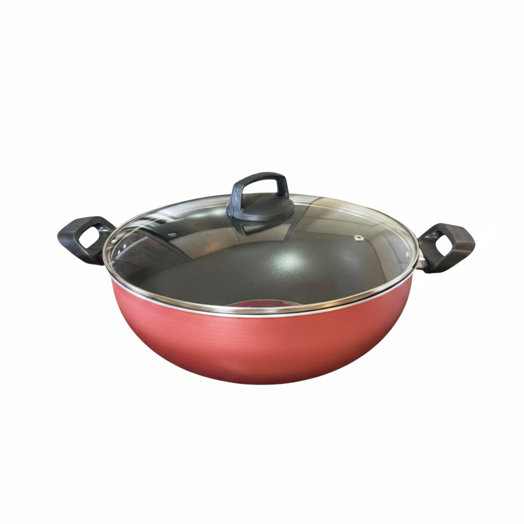 Panela Wok Grande 32cm Antiaderente Starflon 7,8 Litros Com Tampa