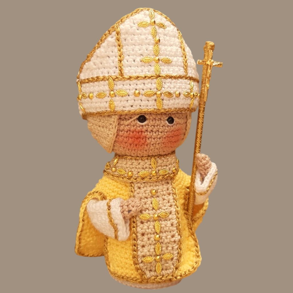 Santinho de Amigurumi São João Paulo II