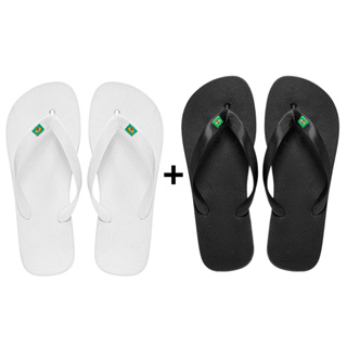 Kit Chinelo Masculino Feminino Branco Brasil Preto em Oferta na Shopee