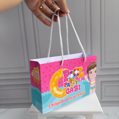 Pegue e Monte Sacolinha Personalizada Pool Party | Sacolinha personalizada para lembrancinha | Lembrancinha