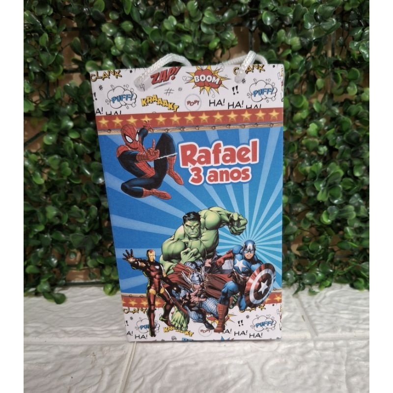 Sacolinha Personalizada, Vingadores, Super Heróis, PEGUE E MONTE Lembrancinha Festa de Aniversário