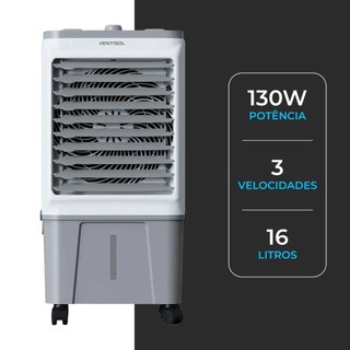 Climatizador de Ar Frio Portátil Ventisol 16L 130W Ventila Umidifica Filtra Climatiza Silencioso Econômico