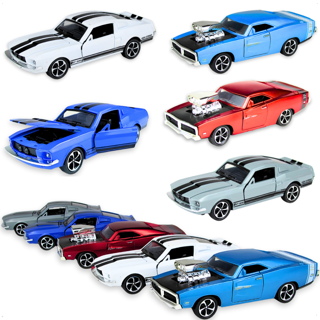 Miniatura Carrinho de Ferro Mustang Dodge Brinquedo Menino Rodas a Fricção Presente Natal Infantil