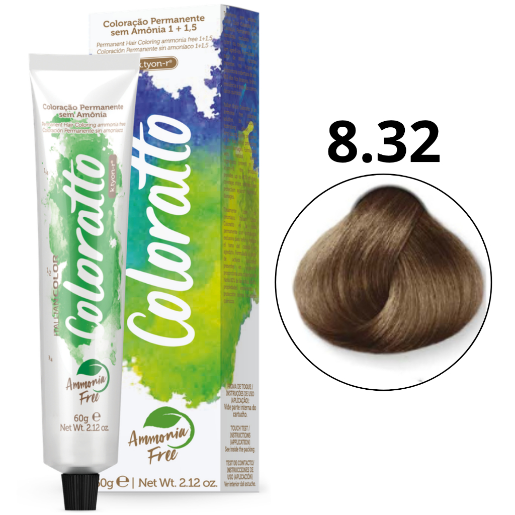 Coloração Permanente Sem Amônia Nº 8.32 Nova Coloratto 60g