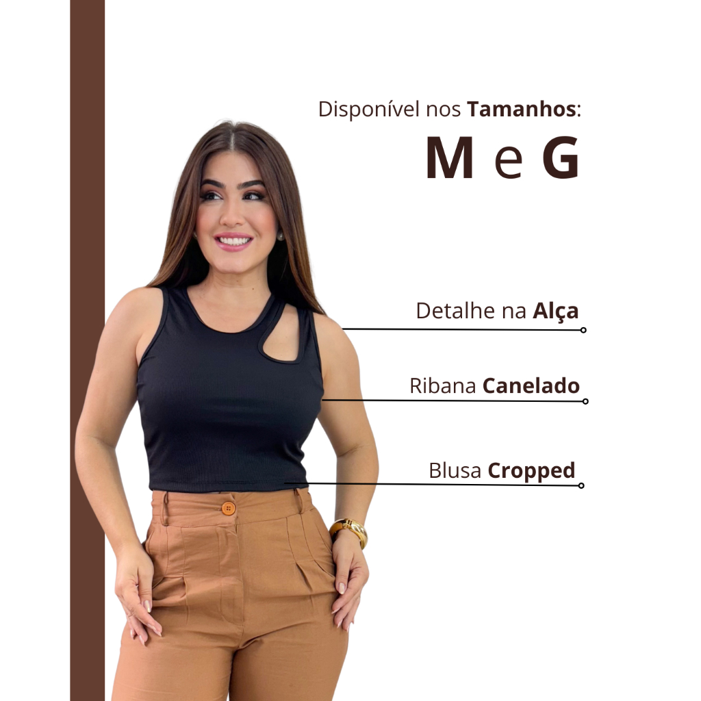 Blusa Cropped Canelado Feminino Recorte Na Alça Moda Verão Casual