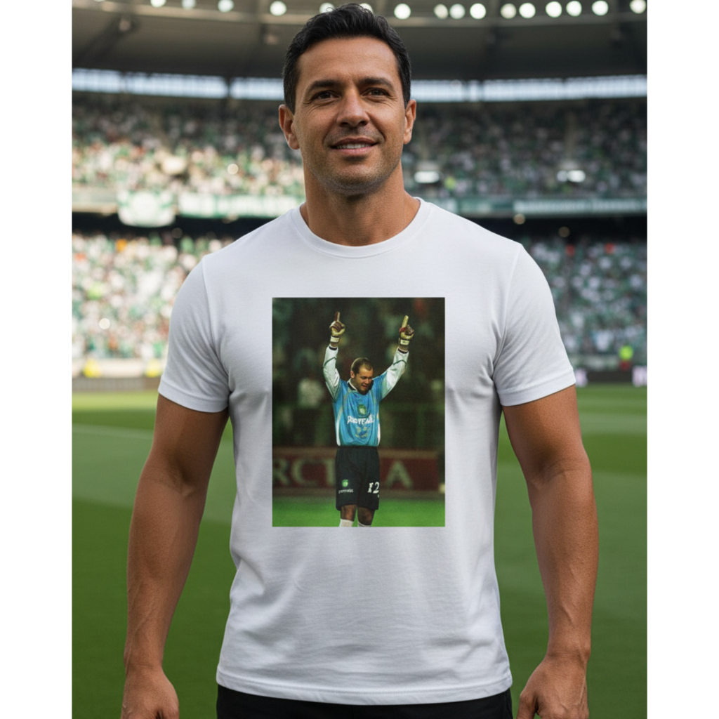 Camiseta Masculina Branca Estampa Marcos Ídolo Palmeiras Futebol Goleiro T-shirt