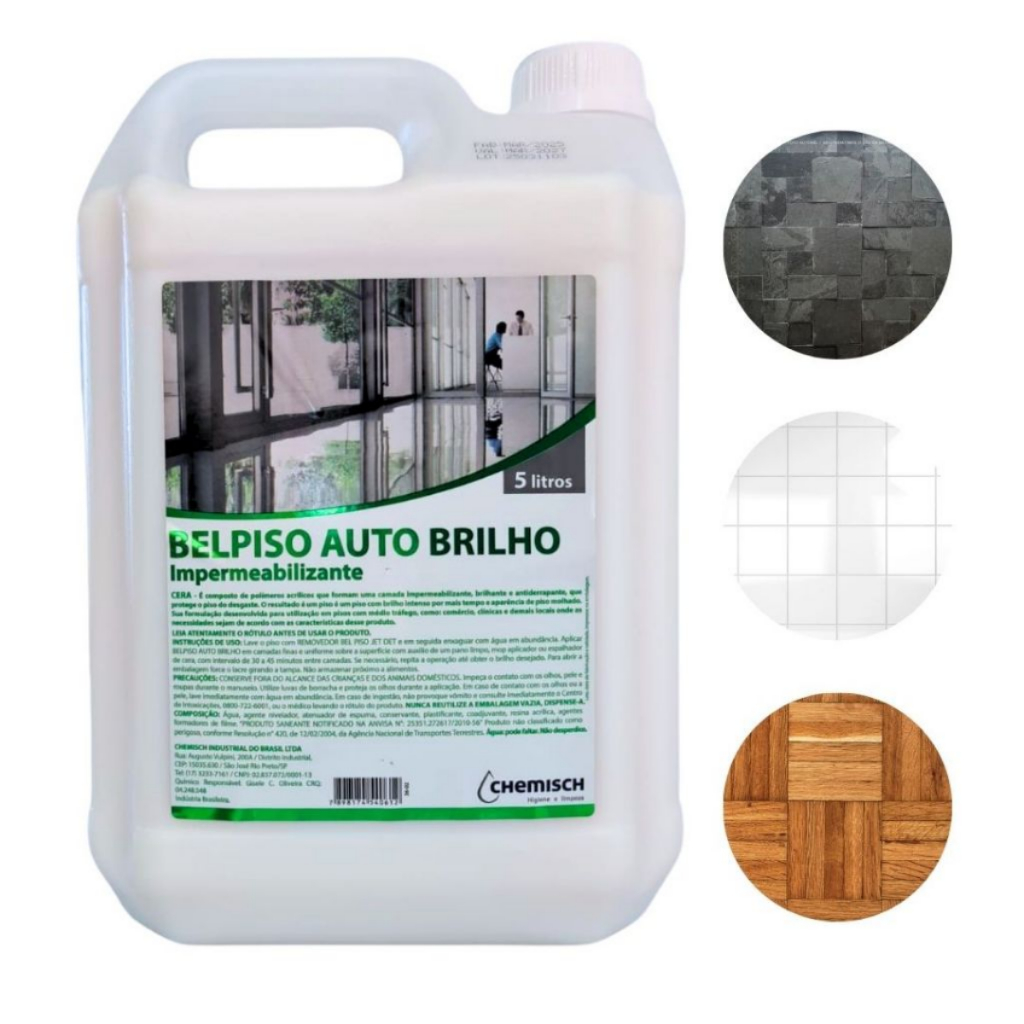 Cera Líquida BelPiso 5L Auto Brilho Laminados e Madeira Restaurador Impermeabilizante Galão 5L em Oferta na Shopee