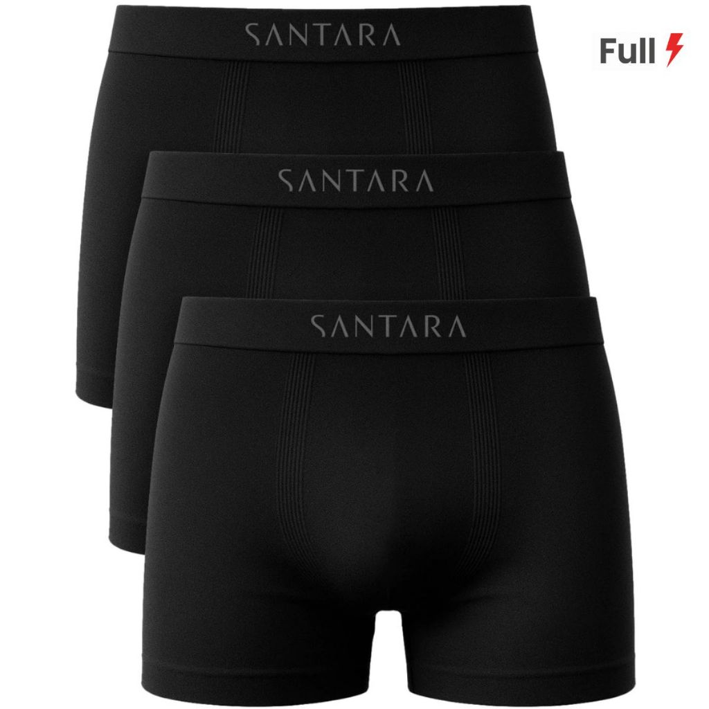 Kit 3 Cuecas Boxer Masculina Adulto Microfibra Sem Costura Premium Santara em Oferta na Shopee