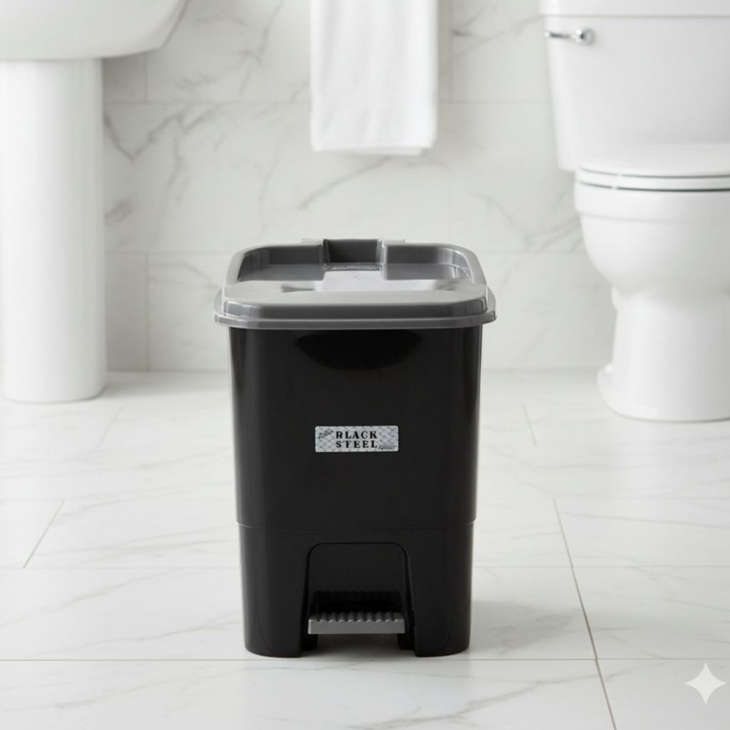Lixeira Pedal 15L Black Steel Reforçada e Eficiente em Oferta na Shopee