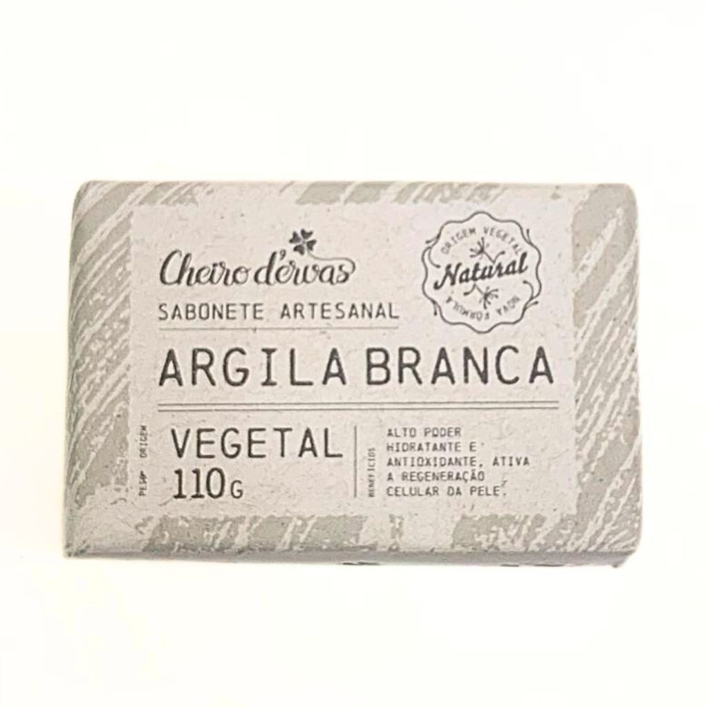 Sabonete de Argila Branca 100% Vegetal - Cheiro de Ervas em Oferta na Shopee
