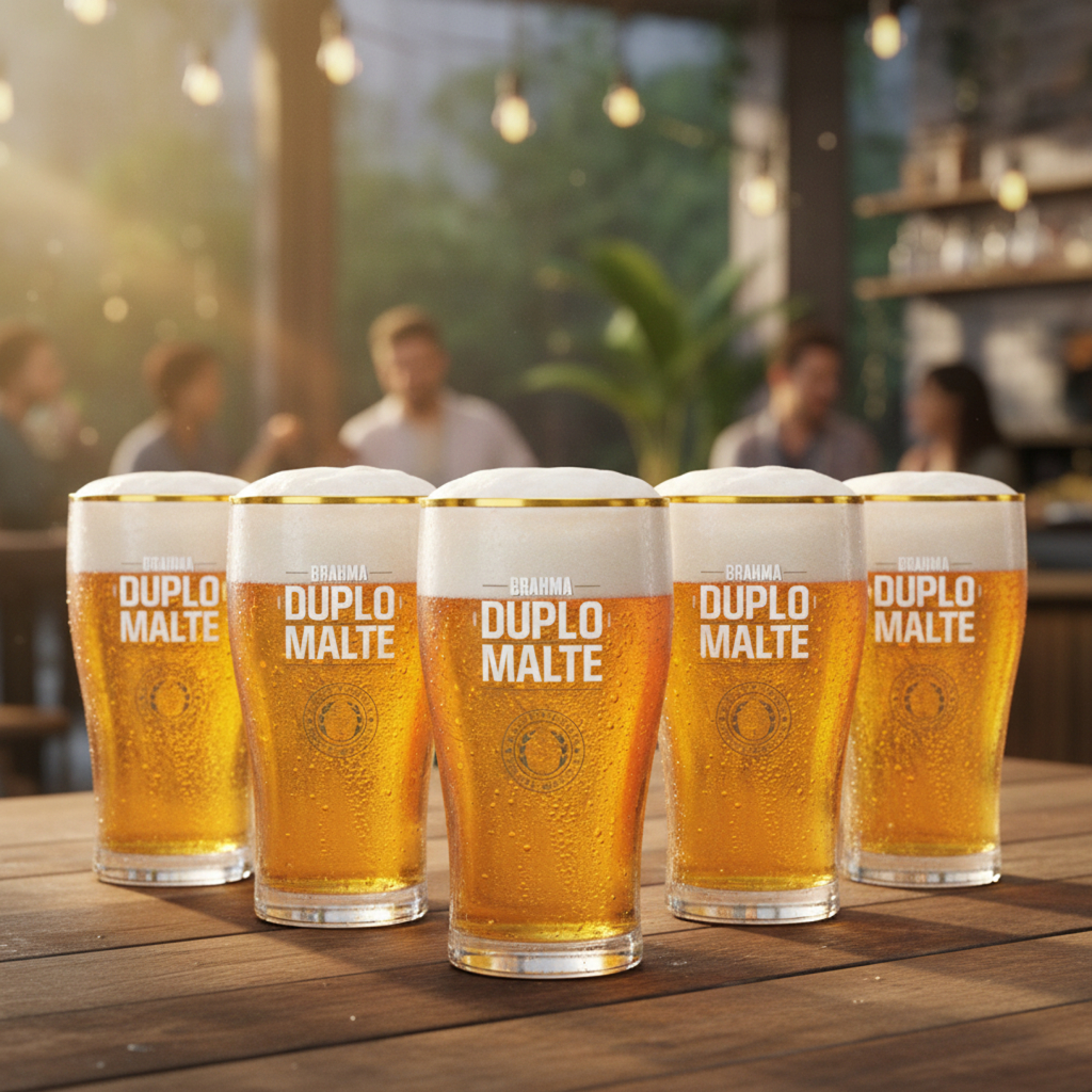 Copo de Cerveja Brahma Duplo Malte Fio de Ouro Jogo de Copos 473ml - Ruvolo