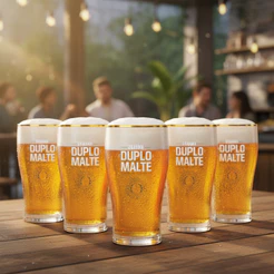 Copo de Cerveja Brahma Duplo Malte Fio de Ouro Jogo de Copos 473ml - Ruvolo