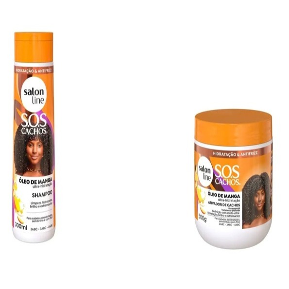 KIT SALON LINE S.O.S. CACHOS ULTRA HIDRATAÇÃO 01 ATIVADOR DE CACHOS ÓLEO DE MANGA 500G + 01 SHAMPOO ÓLEO DE MANGA 300ML