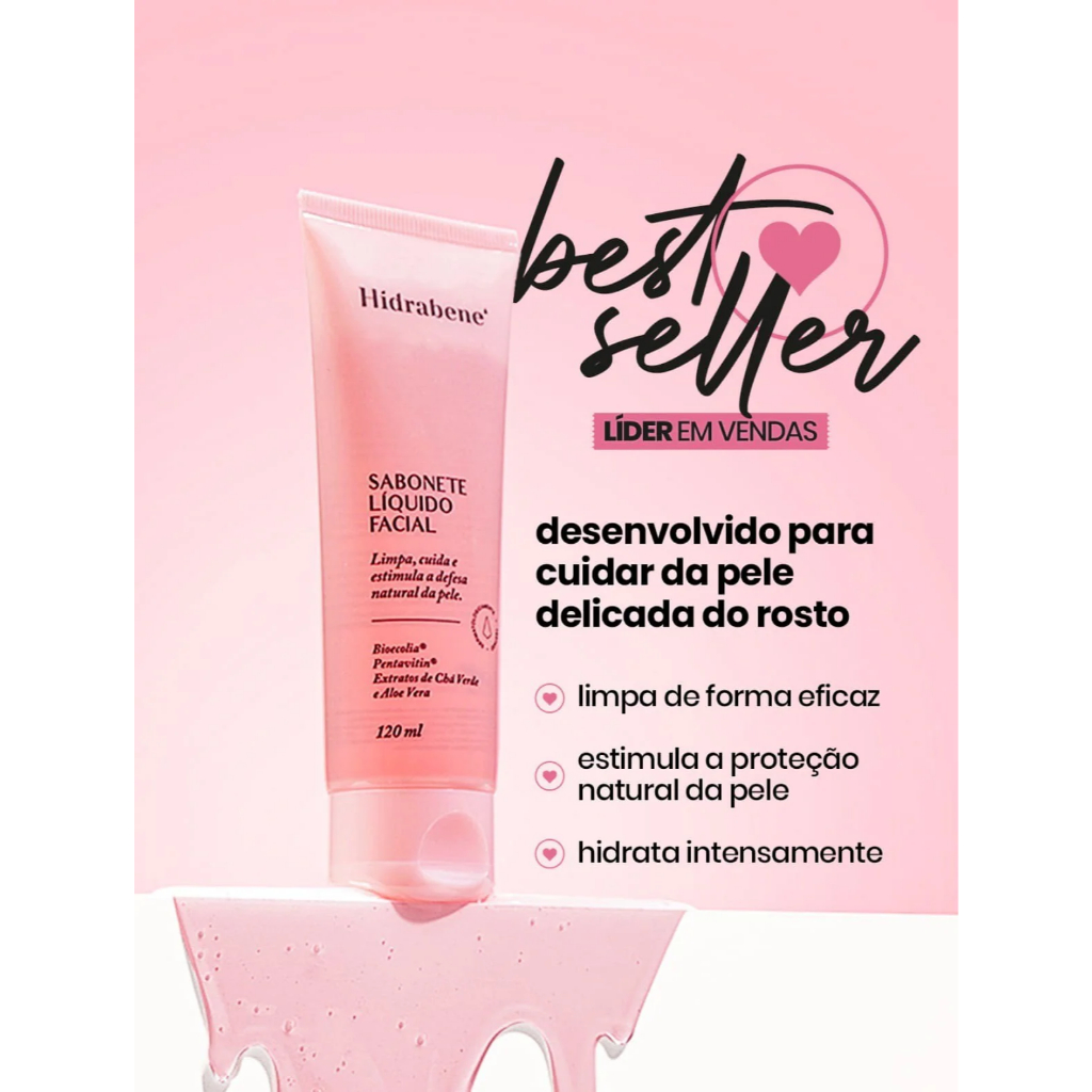Sabonete Líquido Facial Limpa e Cuida da sua Pele Hidrabene 120 mL