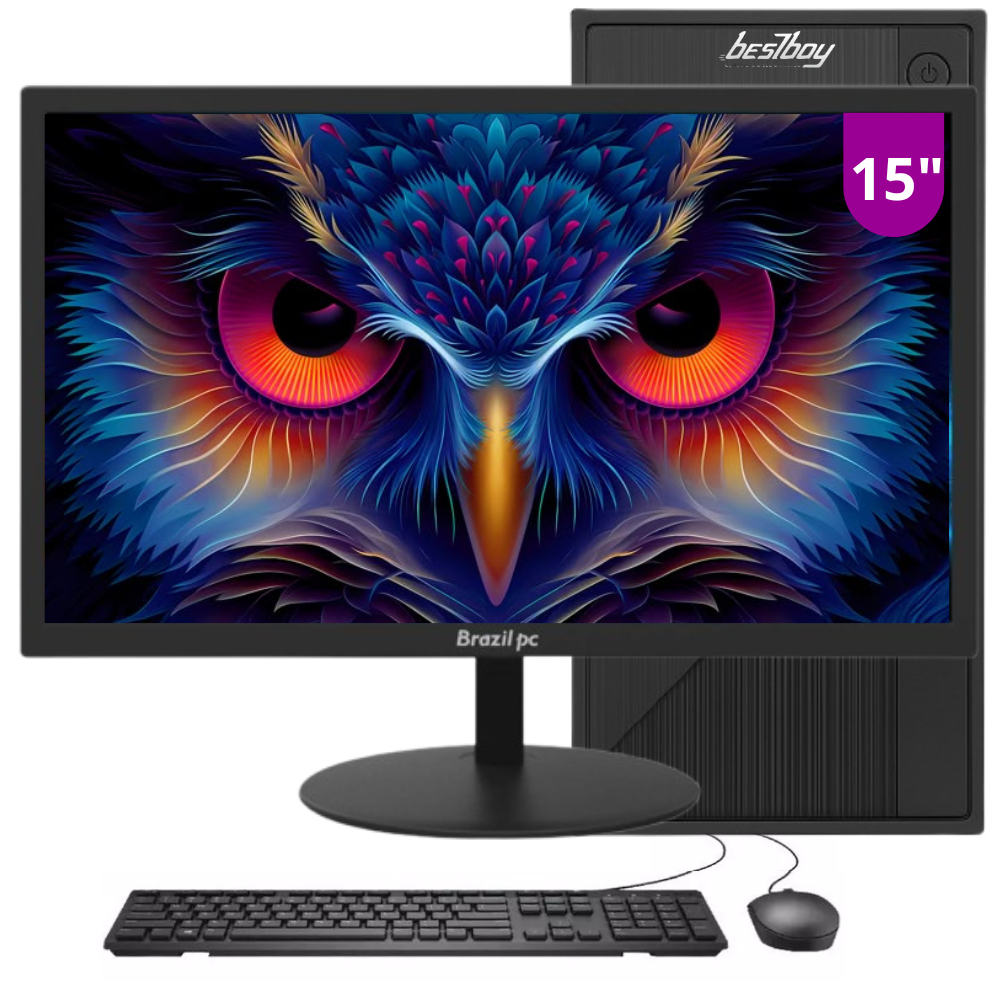Computador Pc Cpu Completo Intel Core I3 8gb Ssd 128 Gb Monitor 15"