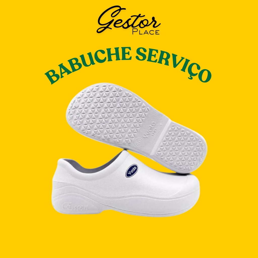 Sapato Profissional Babuche Serviço Sandália Sapato Fechado Branco Yvate em Oferta na Shopee