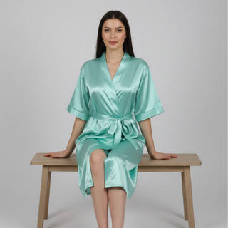 Robe Noiva em Cetim Manga Curta Feminino Roupão Personalizado Bordado Madrinha Debutante Mãe da Noiva Leia a Descrição
