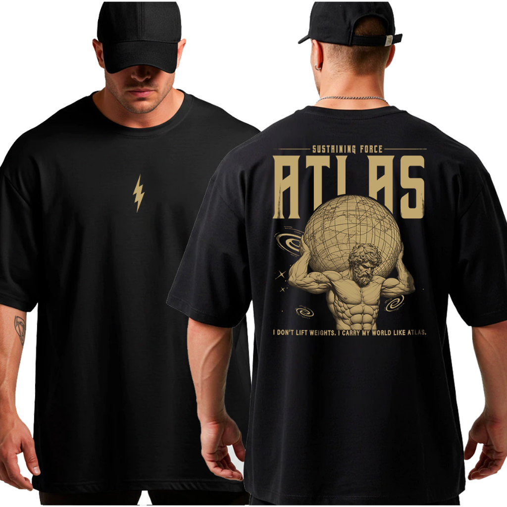 Camiseta Camisa Oversized Top para Academia Musculação Atlas Streetwear 100% Algodão