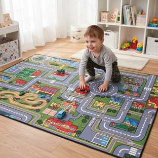 Tapete Atividades Infantil Pista Corrida Carrinho 120x70cm em Oferta na Shopee