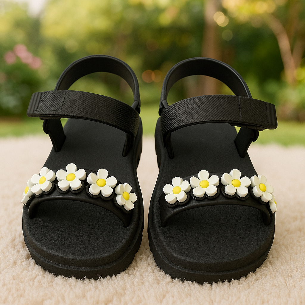 Sandália Papete Infantil Menina Borboletas Florzinhas Feminina Criança Leve Confortável Antiderrapante
