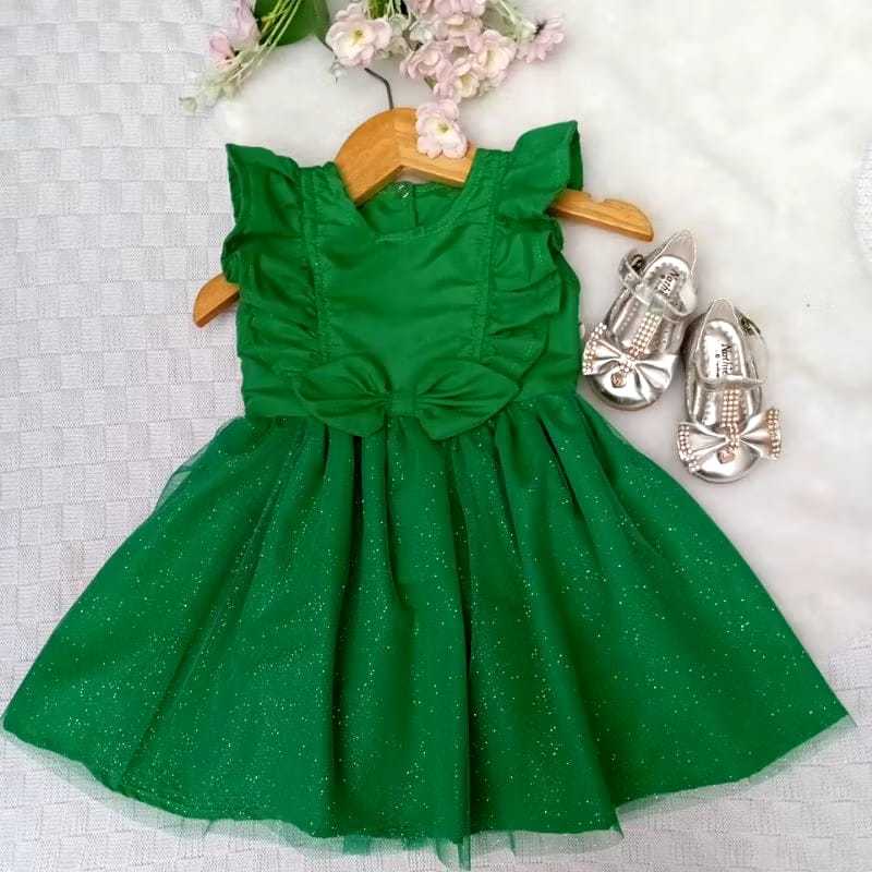 vestido infantil babado verde