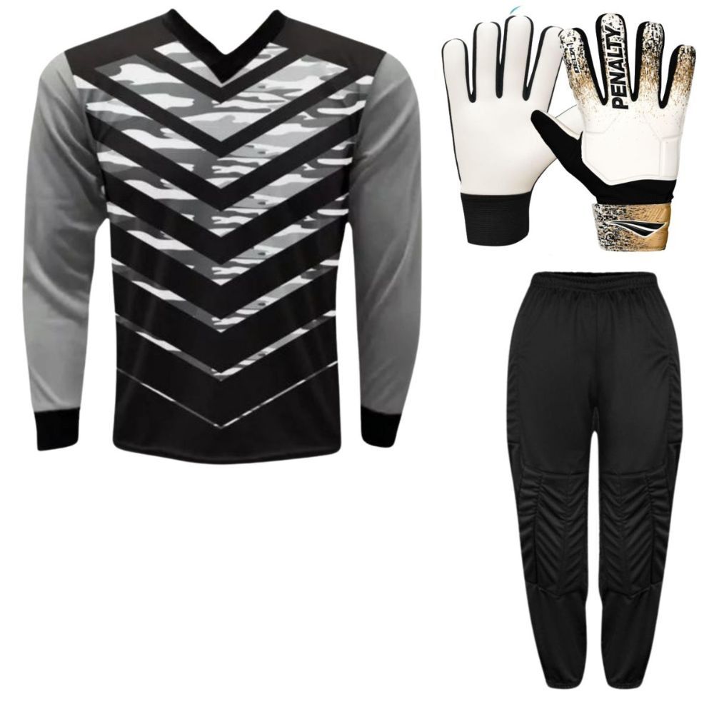 Kit Goleiro Camisa Roma Kanga + Calça TRB + Luva Penalty Adulto