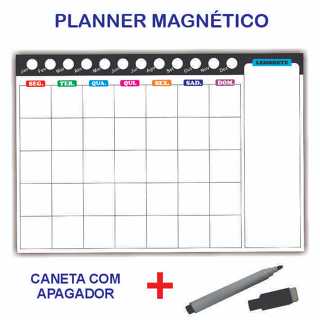 Imã de Geladeira Planner Mensal com Caneta Escreve e Apaga Magnético em Oferta na Shopee