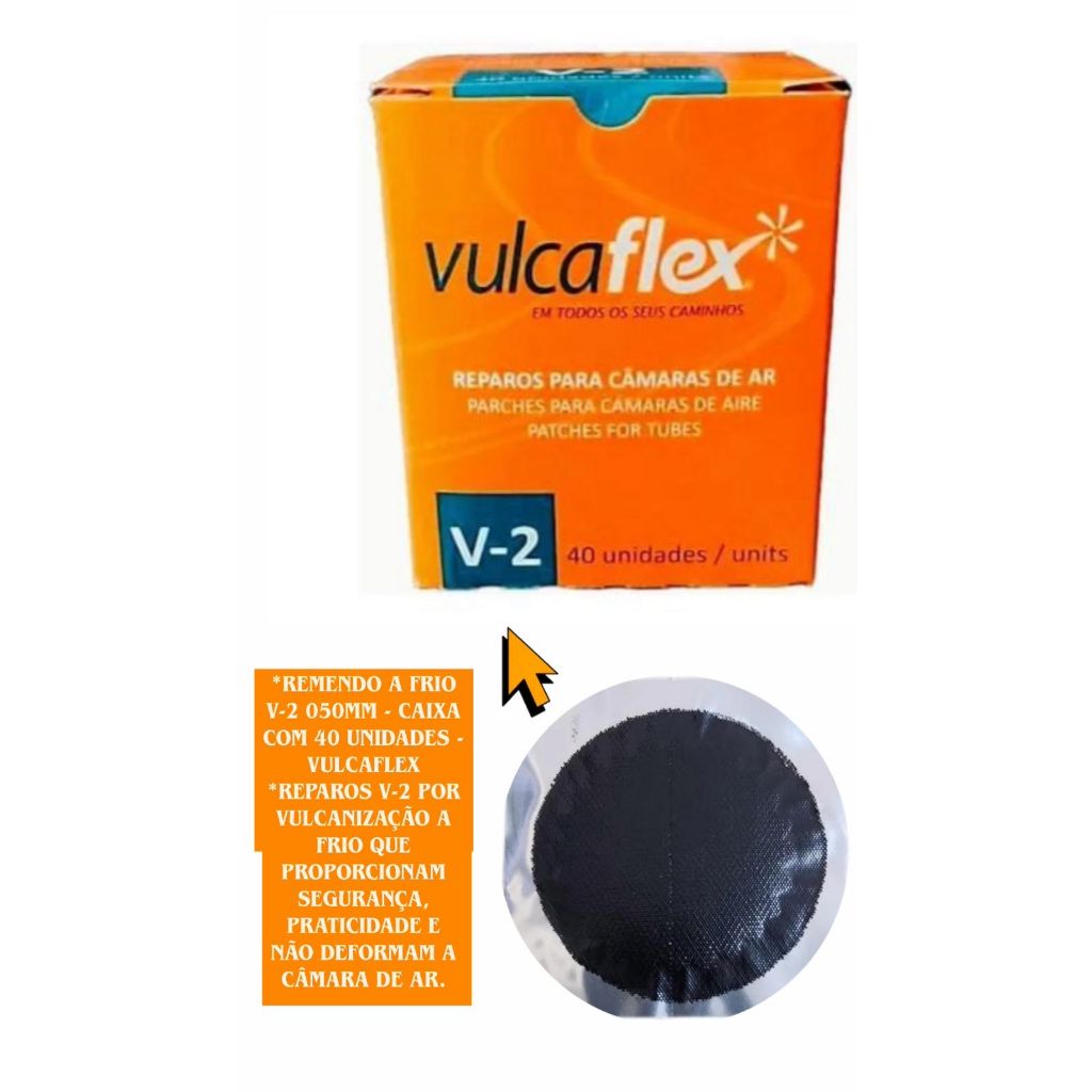 Remendo A Frio V-2 - 050mm - Caixa C/40 Pçs - Vulcaflex em Oferta na Shopee