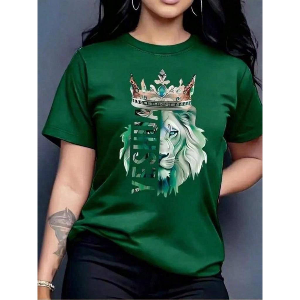 Blusa Camiseta Feminina Despojada Estilosa Estampada Leão