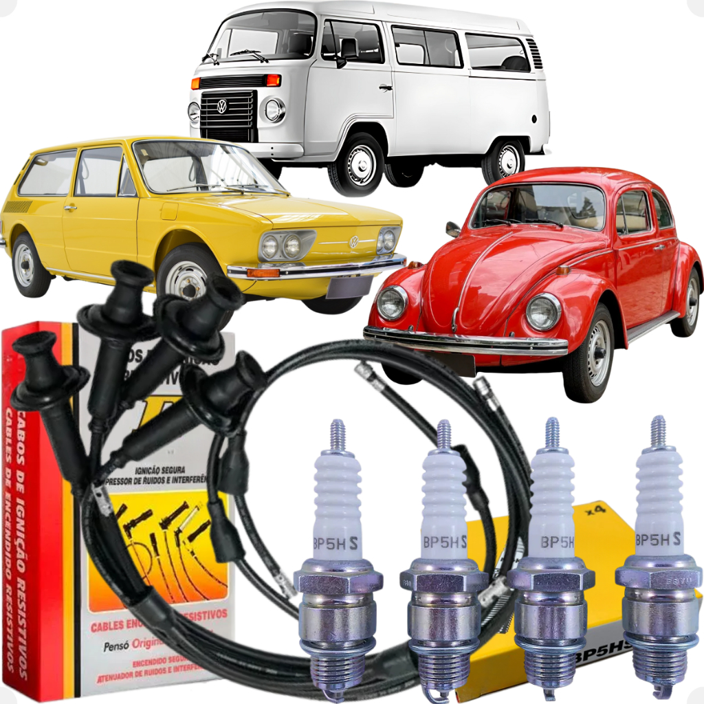 Jogo Cabo E Vela De Ignição Fusca Brasília 1973 1983 Kombi 1973 1991 Preto em Oferta na Shopee