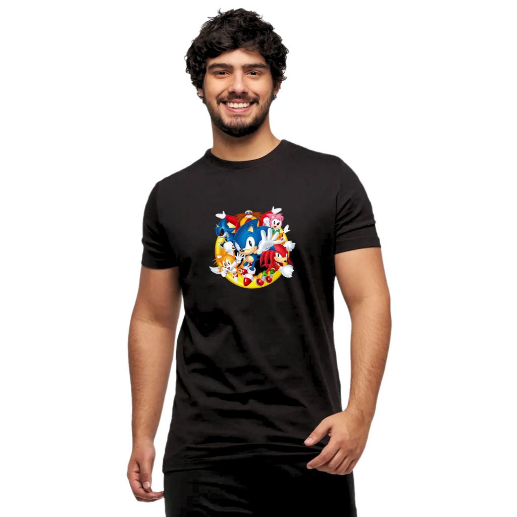 Camiseta Sonic Game Sega Nintendo Camisa Baby Look Feminina Unissex Masculina Confortável Macia