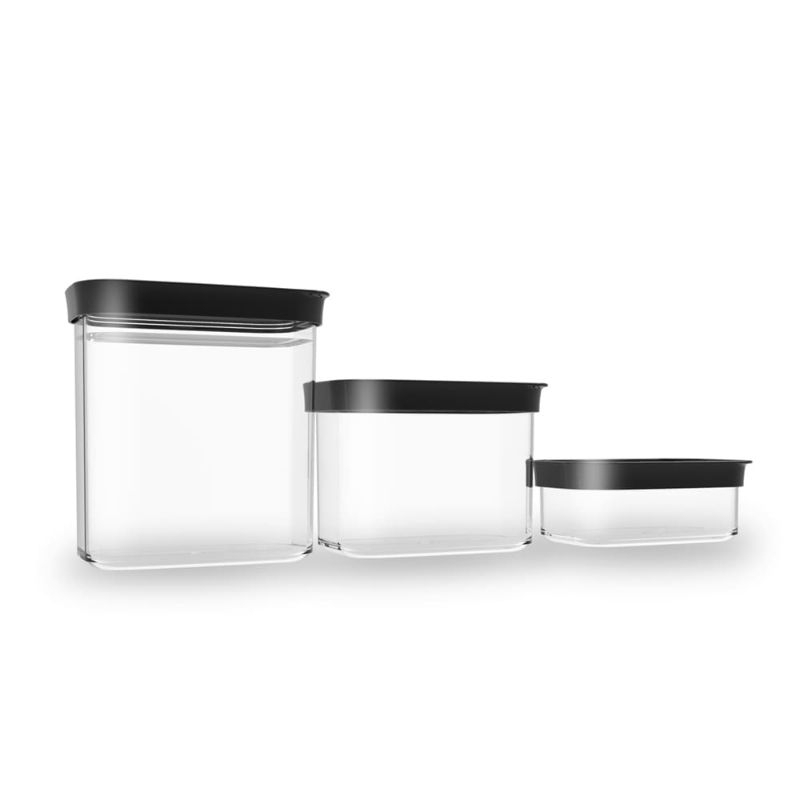 Kit Potes Herméticos Mantimentos Organizador Cozinha 3 Peças Modular Potes Herméticos 90 Kit 03 peças.